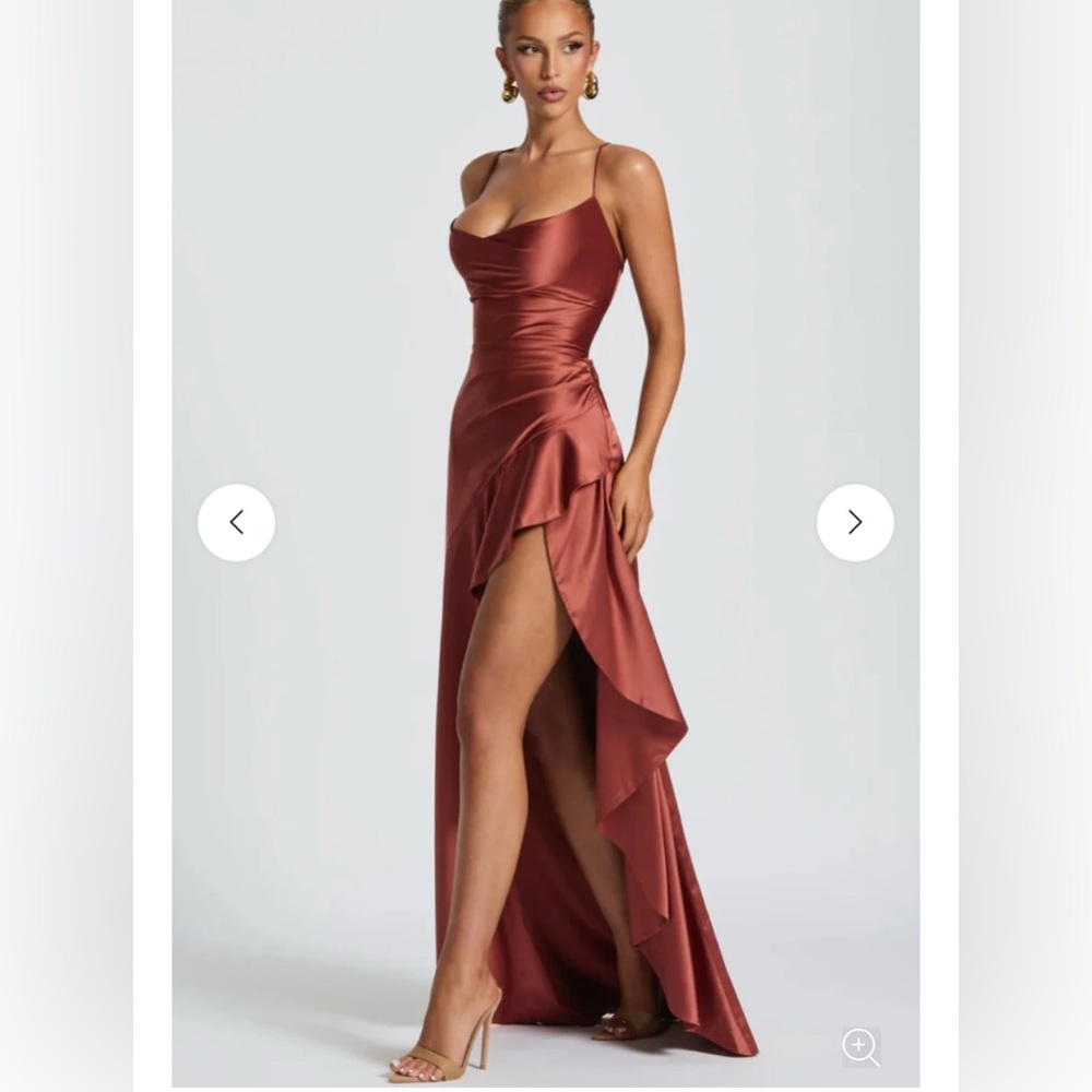 Aurora Noir, Soraya Maxi Slit Dress, size small, color rust, NWT